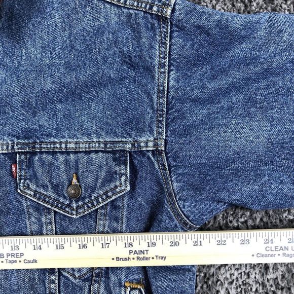 Vintage Levis Jacket Mens Medium Blue Denim Trucker Lined USA 70417-0814 90s - Picture 7 of 9